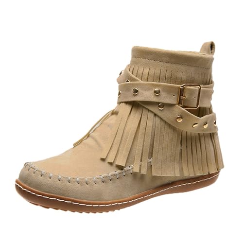 Schwarze Damen-Stiefel, Stiefeletten, bequem, mittellang, bestickt, für den Außenbereich, Stiefel mit Reißverschluss, Retro-Stil, rutschfest, mit Reißverschluss, Chelsea-Stiefel, 2 beige, 40 EU Schwarze Damen-Stiefel, Stiefeletten, bequem, mittellang, bestickt, für den Außenbereich, Stiefel mit Reißverschluss, Retro-Stil, rutschfest, mit Reißverschluss, Chelsea-Stiefel, 2 beige, 40 EU von Générique