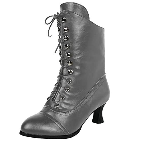 Schwarze Damen-Stiefeletten, Knöchelabsatz, Cowboy, Reißverschluss, einfarbig, Chelsea-Stiefel, für den Außenbereich, runder Zehenbereich, mit Reißverschluss, bestickt, Grau 2., 42 EU Schwarze Damen-Stiefeletten, Knöchelabsatz, Cowboy, Reißverschluss, einfarbig, Chelsea-Stiefel, für den Außenbereich, runder Zehenbereich, mit Reißverschluss, bestickt, Grau 2., 42 EU von Générique