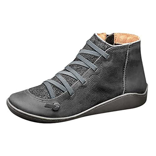 Schwarze Damen-Stiefeletten, Leder, bequem, lässig, bestickt, Freizeit, Chelsea-Stiefel, bestickt, modisch, klassisch, mit rundem Zehenbereich, Stiefel, grau, 39 EU Schwarze Damen-Stiefeletten, Leder, bequem, lässig, bestickt, Freizeit, Chelsea-Stiefel, bestickt, modisch, klassisch, mit rundem Zehenbereich, Stiefel, grau, 39 EU von Générique