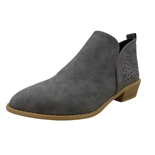 Stiefeletten für Damen, Leder, rutschfest, Freizeit, modisch, klassisch, mit Absatz, Cowboy-Stiefel, seitlicher Knöchelreißverschluss, bestickt, Chelsea-Stiefel, Grey 3, 36 EU Stiefeletten für Damen, Leder, rutschfest, Freizeit, modisch, klassisch, mit Absatz, Cowboy-Stiefel, seitlicher Knöchelreißverschluss, bestickt, Chelsea-Stiefel, Grey 3, 36 EU von Générique