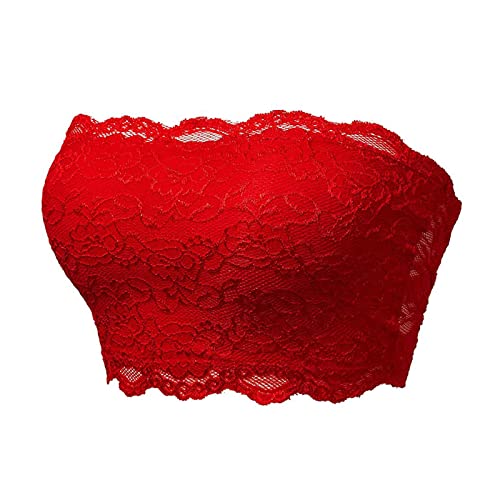2024 Damen Nahtloses Top Spitze Schönheit Rücken Brust Wickeln Unterwäsche Frauen Cropped Tube Top, rot, S 2024 Damen Nahtloses Top Spitze Schönheit Rücken Brust Wickeln Unterwäsche Frauen Cropped Tube Top, rot, S von Generisch