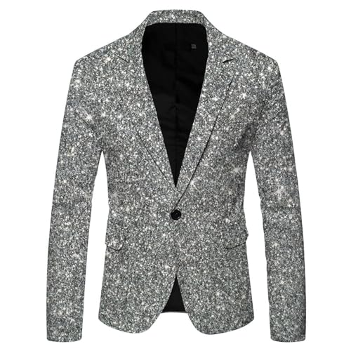 2024 Herren 3D-Pailletten-Anzug, bedruckt, Taschenrevers, Knopfleiste, Anzug-Stil, vier Herren, Smoking-Anzug, schmale Passform, silber, 3XL 2024 Herren 3D-Pailletten-Anzug, bedruckt, Taschenrevers, Knopfleiste, Anzug-Stil, vier Herren, Smoking-Anzug, schmale Passform, silber, 3XL von Generisch
