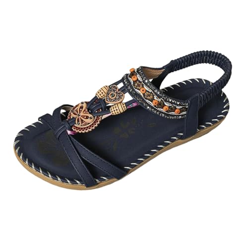 2025 Sandalen Damen Sommer Elegant Zehentrenner Bequeme Sommerschuhe Flache Orthopädische Sandaletten Mit Fußbett Atmungsaktiv Slingback Sandalen Für Strand Urlaub Freizeit Mokassins Schuhe (Navy 35) 2025 Sandalen Damen Sommer Elegant Zehentrenner Bequeme Sommerschuhe Flache Orthopädische Sandaletten Mit Fußbett Atmungsaktiv Slingback Sandalen Für Strand Urlaub Freizeit Mokassins Schuhe (Navy 35) von Generisch