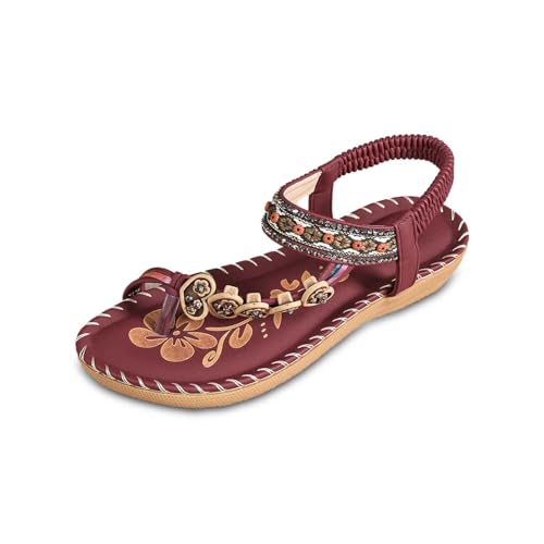 2025 Strandschuhe Damen Hausschuhe Seaside Flat One Slipper Sandalen Bohemian Sandalen für Frauen Sommer, rot, 39 EU 2025 Strandschuhe Damen Hausschuhe Seaside Flat One Slipper Sandalen Bohemian Sandalen für Frauen Sommer, rot, 39 EU von Generisch