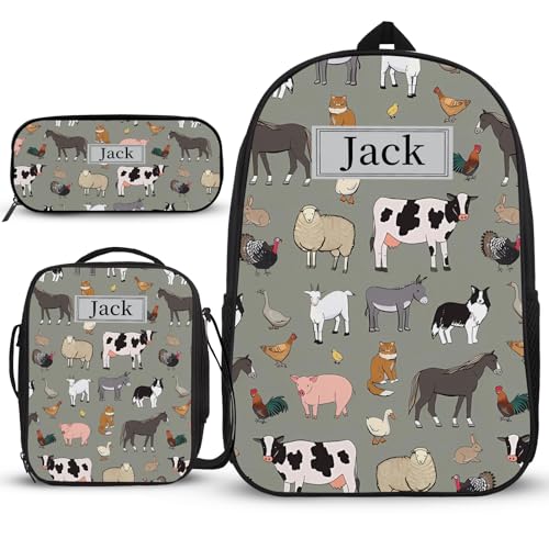 3-teiliges Rucksack-Set mit individuellem Namen, Reiserucksack, lustiger Laptop-Rucksack, Mädchen, 3-teilig, mit Federmäppchen, Umhängetasche, Teenager, Mädchen, Geschenke, Alter 15, Farbenfrohes von Generisch