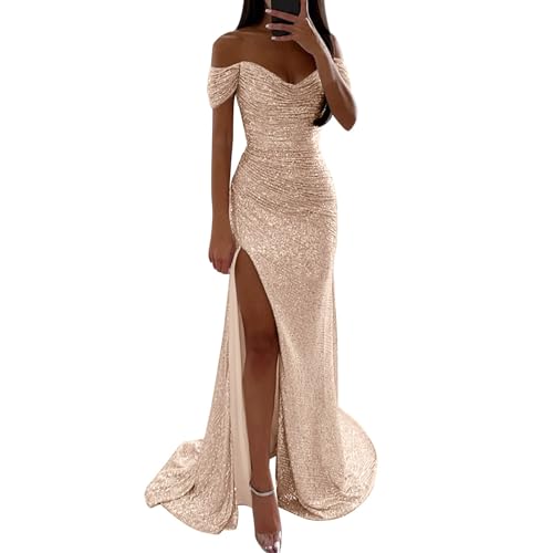 Abendkleider Elegant Für Hochzeit Ballkleid Satin Kleid Damen Jumpsuit Schick Lang A-Linie Kleider Teenager Prom Verlobungskleid Dress Rose Gold, XL Abendkleider Elegant Für Hochzeit Ballkleid Satin Kleid Damen Jumpsuit Schick Lang A-Linie Kleider Teenager Prom Verlobungskleid Dress Rose Gold, XL von Generisch