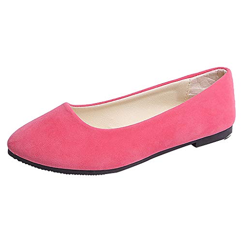 Absatzschuhe für Damen und Mädchen, einfarbig, große Größe, zum Reinschlüpfen, flach, bequem, lässig, für kleine Jungen, Freizeitschuhe, rose, 37.5 EU von Generisch