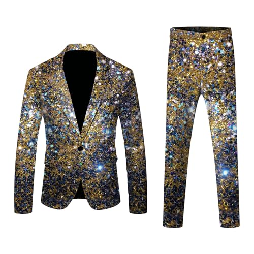 Anzug Herren 2 Teilige Blazer für Herren 70er Disco Sets Anzugjacke Hosen Smoking Slim Fit Party Karneval Fasching Kustüm 3D Drucken Glitzer Lustig Nachtclub Outfit EIN-Knopf Performance Anzug Herren 2 Teilige Blazer für Herren 70er Disco Sets Anzugjacke Hosen Smoking Slim Fit Party Karneval Fasching Kustüm 3D Drucken Glitzer Lustig Nachtclub Outfit EIN-Knopf Performance von Generisch