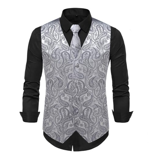 Anzugweste für Herren Glitzer Weste mit Fliege Set Ärmellos Anzugwesten V-Ausschnitt Blazer Pailletten Sakko Glänzende Herrenjacke Anzug Westen Karneval Kostüm für Hochzeit Party Festlich Disco Outfit Anzugweste für Herren Glitzer Weste mit Fliege Set Ärmellos Anzugwesten V-Ausschnitt Blazer Pailletten Sakko Glänzende Herrenjacke Anzug Westen Karneval Kostüm für Hochzeit Party Festlich Disco Outfit von Generisch