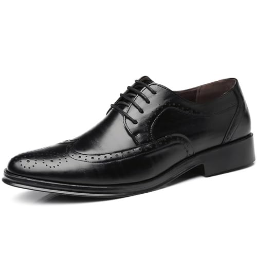 Arbeitslederschuhe für Herren, lackiertes Leder-Obermaterial, britisches Spleißen, Business, Freizeit, Herren, Lederschuhe, Schwarz , 41 1/3 EU von Generisch