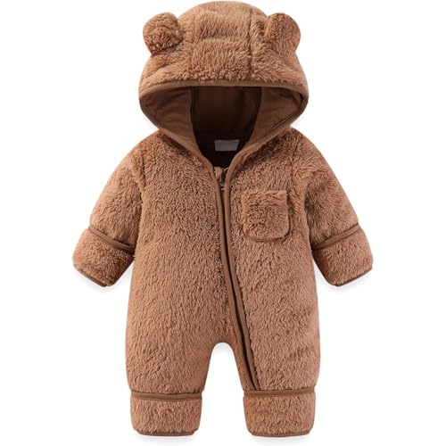 Baby Fleece-Overall - Atmungsaktiver Unisex Jumpsuit Mit Reißverschluss Strampler für Babys Neugeborene Kleinkind Mädchen Jungen Warm (Brown, 0-3 Months) Baby Fleece-Overall - Atmungsaktiver Unisex Jumpsuit Mit Reißverschluss Strampler für Babys Neugeborene Kleinkind Mädchen Jungen Warm (Brown, 0-3 Months) von Generisch