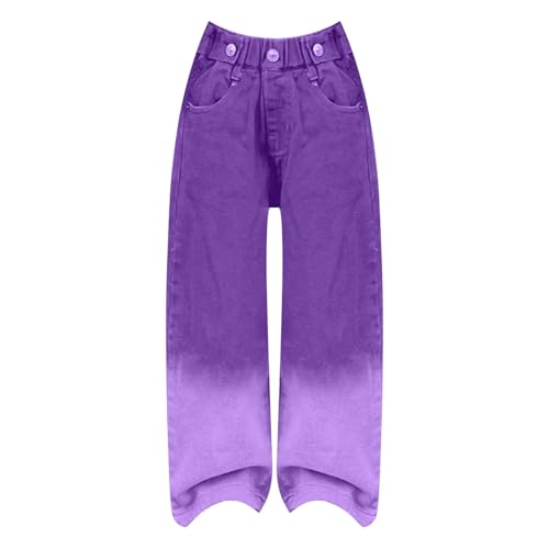 Baggy-Jeans für Mädchen, Farbverlauf, coole Cargo-Jeans, süße Denim-Hose, elastische Taille, weites Bein, Teenager, Hip-Hop-Hose, lässig, Frühling, Sommer, Jogger, violett, 7-8 Jahre Baggy-Jeans für Mädchen, Farbverlauf, coole Cargo-Jeans, süße Denim-Hose, elastische Taille, weites Bein, Teenager, Hip-Hop-Hose, lässig, Frühling, Sommer, Jogger, violett, 7-8 Jahre von Generisch