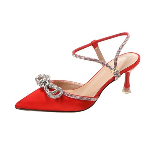 Bankettkleid für Erwachsene, Weiß, High Heels, kleines Hochzeitskleid, Hochzeitsschuhe, spitz, hohl, Baotou-Sandalen, Damen, High Heels, Stiefeletten, rot, 39.5 EU Bankettkleid für Erwachsene, Weiß, High Heels, kleines Hochzeitskleid, Hochzeitsschuhe, spitz, hohl, Baotou-Sandalen, Damen, High Heels, Stiefeletten, rot, 39.5 EU von Generisch