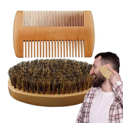 Bartbürste Und Kamm Für Männer | Holz Wildschweinborsten Haare Schnurrbart Kamm Bartbürste Set - Kompaktes Reisepflege Set Für Tägliche Styling Zu Hause Nach Duschen Vor Haarschnitt Bartbürste Und Kamm Für Männer | Holz Wildschweinborsten Haare Schnurrbart Kamm Bartbürste Set - Kompaktes Reisepflege Set Für Tägliche Styling Zu Hause Nach Duschen Vor Haarschnitt von Generisch