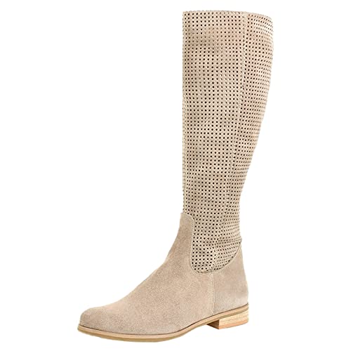 Bequeme, atmungsaktive Fleece-Stiefel mit niedrigem Absatz rundem für Damen im Winter Damen Schuhe Breite Füße Elegant,Geeignet für Spaziergänge im Freien den Alltag im Sommer,Geeignet zum (Beige, 41) von Generisch