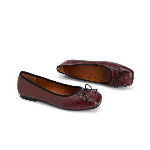 Bequeme Ballerinas Für Damen, Geschlossene Ballerinas Mit Quadratischer Zehenpartie Und Schleife, Elegante, Lässige Slipper Bequeme Ballerinas Für Damen, Geschlossene Ballerinas Mit Quadratischer Zehenpartie Und Schleife, Elegante, Lässige Slipper von Generisch