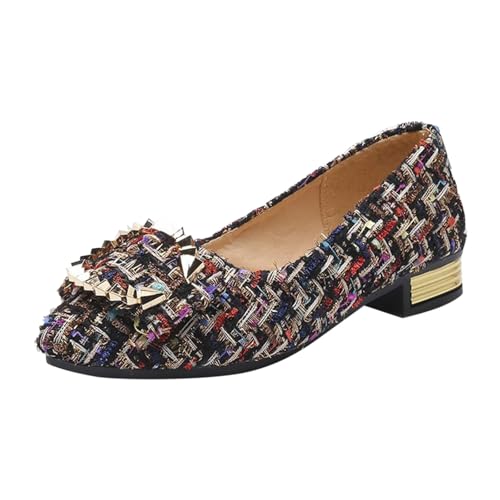 Bequeme Ballett-Pumps, Herbst, Internet, kariert, bequem, dicker Absatz, faule Damen, niedriger Absatz, einzelne Schuhe, flache Brautschuhe, dunkelblau, 37 EU Bequeme Ballett-Pumps, Herbst, Internet, kariert, bequem, dicker Absatz, faule Damen, niedriger Absatz, einzelne Schuhe, flache Brautschuhe, dunkelblau, 37 EU von Generisch