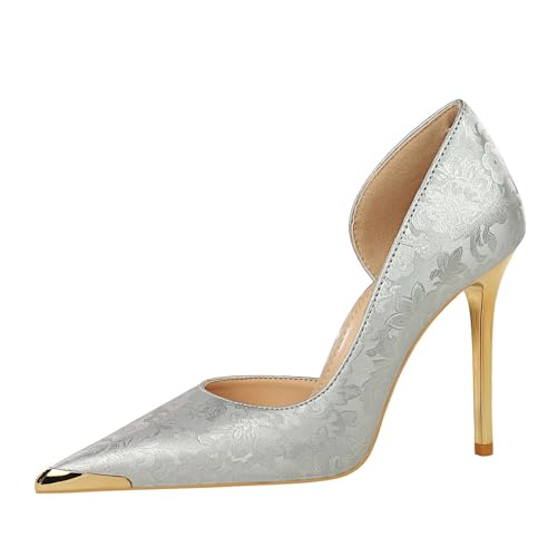 Bequeme Pumps Für Damen, 10 cm Hohe, Geschlossene Stilettoabsätze Mit Spitzer Spitze, Florale High Heels Für Die Arbeit, Das Büro Und Das Business Bequeme Pumps Für Damen, 10 cm Hohe, Geschlossene Stilettoabsätze Mit Spitzer Spitze, Florale High Heels Für Die Arbeit, Das Büro Und Das Business von Generisch