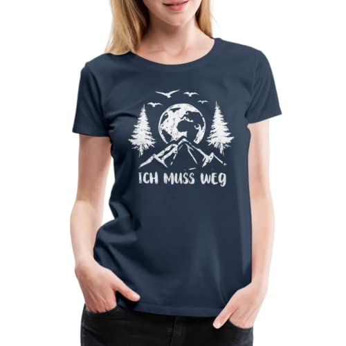 Bergmensch Berge Wandern Natur Shirt Ich Muss Weg Lustiges Geschenk Frauen Premium T-Shirt Navy XL von Generisch