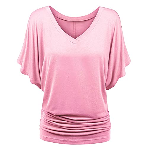 Bluse Damen Tunika Fledermaus Batwing Bluse Chiffonbluse Fledermausärmel Kurzarm Rundhals mit breitem Bund Kurzarm T-Shirt Rundhals Stretch Oberteile Bluse Damen Tunika Fledermaus Batwing Bluse Chiffonbluse Fledermausärmel Kurzarm Rundhals mit breitem Bund Kurzarm T-Shirt Rundhals Stretch Oberteile von Generisch