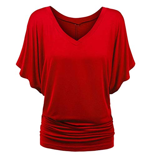 Bluse Damen Tunika Fledermaus Batwing Bluse Chiffonbluse Fledermausärmel Kurzarm Rundhals mit breitem Bund Kurzarm T-Shirt Rundhals Stretch Oberteile Bluse Damen Tunika Fledermaus Batwing Bluse Chiffonbluse Fledermausärmel Kurzarm Rundhals mit breitem Bund Kurzarm T-Shirt Rundhals Stretch Oberteile von Generisch