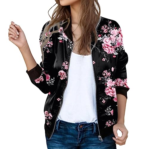 Bomberjacke Damen Blumenmuster Leichte Sommerjacke Frühlingsjacke Sommer Reißverschluss Kurz Pilotenjacke Blouson Jacke Dünne Langarm Übergangsjacke College Jacke Mädchen Fliegerjacke 92 Bomberjacke Damen Blumenmuster Leichte Sommerjacke Frühlingsjacke Sommer Reißverschluss Kurz Pilotenjacke Blouson Jacke Dünne Langarm Übergangsjacke College Jacke Mädchen Fliegerjacke 92 von Generisch