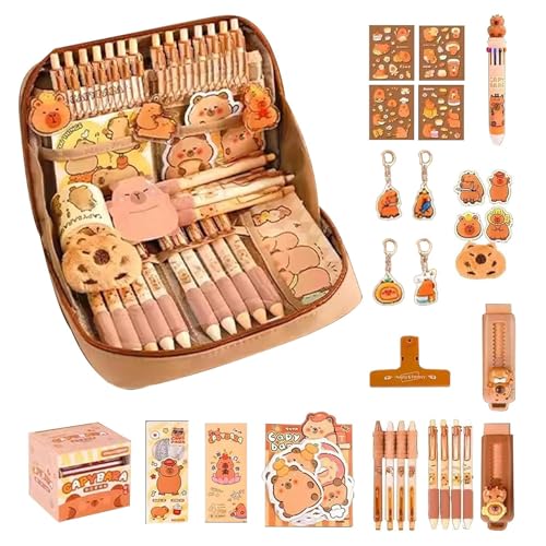 Capybara Stationery Set | Capybara-Pence Case | Breitstifte Organizer Für Studenten | Canvas -Fall Mit Gel -Tintenstiften, Stifte Aufkleber Keyrings Sticky Notes Geschenke Für Mädchenschule Bür Capybara Stationery Set | Capybara-Pence Case | Breitstifte Organizer Für Studenten | Canvas -Fall Mit Gel -Tintenstiften, Stifte Aufkleber Keyrings Sticky Notes Geschenke Für Mädchenschule Bür von Generisch