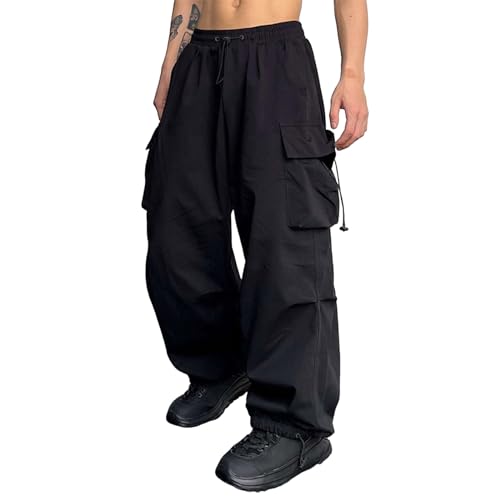 Cargohose Herren Baggy Cargo Hose mit Taschen Hosen Hip Hop Y2K Fallschirmhose Jogginghose Elastische Taille Haremshose Sporthose mit Tunnelzug Pants Solid Harajuku Streetwear Cargohose Herren Baggy Cargo Hose mit Taschen Hosen Hip Hop Y2K Fallschirmhose Jogginghose Elastische Taille Haremshose Sporthose mit Tunnelzug Pants Solid Harajuku Streetwear von Generisch