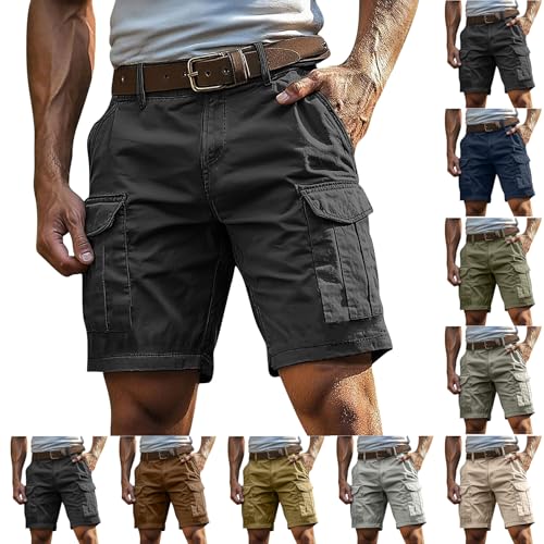 Cargoshorts Herren Kurze Hosen mit Reißverschluss und Knopf Mehrere Taschen Männer Einfarbig Sommer Shorts Klassische geschnittene Sportshorts Outdoorhose Cargoshorts Herren Kurze Hosen mit Reißverschluss und Knopf Mehrere Taschen Männer Einfarbig Sommer Shorts Klassische geschnittene Sportshorts Outdoorhose von Generisch