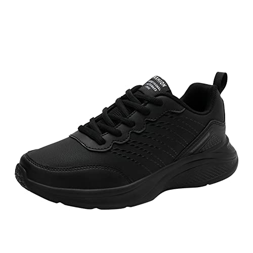 Chunky Tennisschuhe für Damen, modisch, Laufen, Sport, atmungsaktive Schuhe, Schnürschuhe, Outdoor, flache Sneaker-Stiefel für Damen, Schwarz , 37.5 EU von Generisch