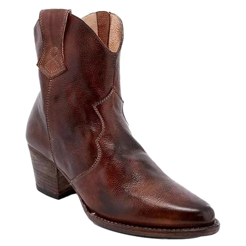 Cowboystiefel Damen Leder Halblang Stiefel, Pointed Toe Chunky Heel Westernstiefel FüR Frauen Stiefeletten, Ethnic Style Elegant Weitschaftstiefel, Bequem Rutschfest Kurze Stiefel Halbstiefel Cowboystiefel Damen Leder Halblang Stiefel, Pointed Toe Chunky Heel Westernstiefel FüR Frauen Stiefeletten, Ethnic Style Elegant Weitschaftstiefel, Bequem Rutschfest Kurze Stiefel Halbstiefel von Generisch