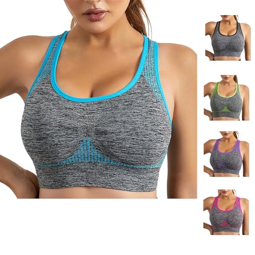 Cyber Monday Deals Sport BH Damen Starker Halt Gepolstert Bustier BH ohne Buegel Nahtlose Push up BH Große Brüste Bralette Atmungsaktiv Bequem Stretch Bra Top für Fitness Lauf Joggen Yoga Blau L von Generisch