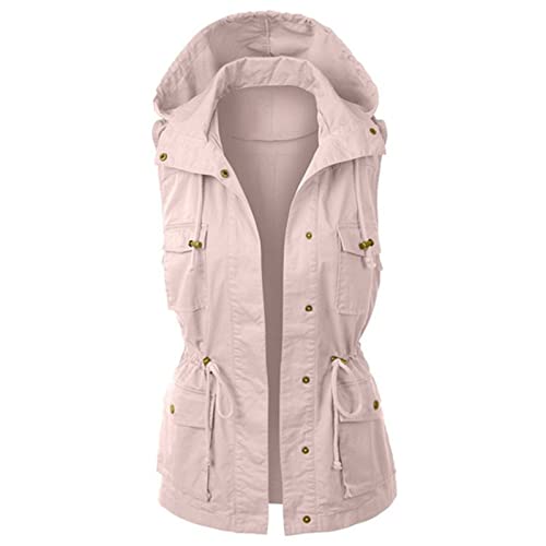 Damen Cargo Weste Ärmellos - Weste Damen Outdoor Kapuze Sweatjacke Grosse Grössen Damenweste Casual Safari-Weste Mit Kordelzug Einfarbig Slim Fit Übergangsweste Leichte Hoodie Anglerweste Outdoorweste Damen Cargo Weste Ärmellos - Weste Damen Outdoor Kapuze Sweatjacke Grosse Grössen Damenweste Casual Safari-Weste Mit Kordelzug Einfarbig Slim Fit Übergangsweste Leichte Hoodie Anglerweste Outdoorweste von Generisch