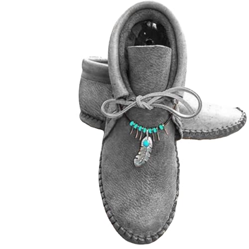 Damen Casual Warm Kurze Stiefeletten Flache Lederschuhe Herren Große Größe Retro Farbe Weiche Sohle Casual Fahren Schuhe, grau, 37 EU Damen Casual Warm Kurze Stiefeletten Flache Lederschuhe Herren Große Größe Retro Farbe Weiche Sohle Casual Fahren Schuhe, grau, 37 EU von Generisch