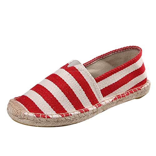 Damen-Espadrilles aus Segeltuch, zweifarbig, gestreift, mit Reißverschluss, rot, 40 EU Damen-Espadrilles aus Segeltuch, zweifarbig, gestreift, mit Reißverschluss, rot, 40 EU von Generisch