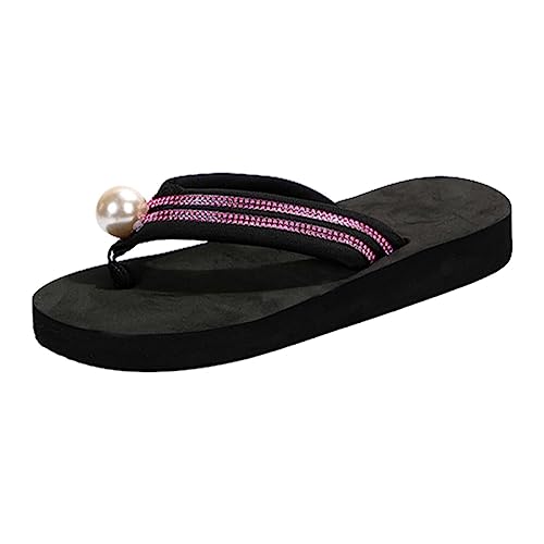 Damen-Flip-Flops, Größe 11W, Strandsandalen, hohl, lässige Hausschuhe, flache Schuhe, Retro-Sandalen, Damen-Flip-Flops, flache Zehentrenner, rose, 37.5 EU von Generisch