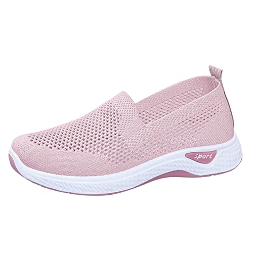 Damen Gymnastik-Sneaker Frauen Atmungsaktiv Schnürschuhe Freizeitschuhe Unisex Leichte Arbeitsschuhe Sportlich Atmungsaktiv Slip Work Sneakers Schuhe mit Versteckter Tasche für Herren, rose, 38 EU von Generisch