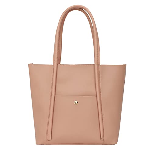 Damen Handtasche Echtes PU-Leder Tote Schultertaschen Weicher Griff Taschen Einkaufstasche Tragetasche für Frauen, rose, Einheitsgröße von Generisch