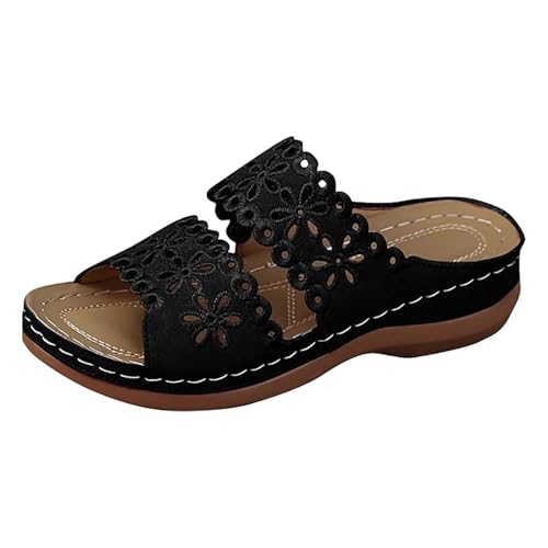 Damen-Hausschuhe, Größe 35, Slider, hohl, lässige Hausschuhe, abgeschrägte Unterseite, Sandalen, Damen-Slipper-Stiefel, Schwarz , 39.5 EU Damen-Hausschuhe, Größe 35, Slider, hohl, lässige Hausschuhe, abgeschrägte Unterseite, Sandalen, Damen-Slipper-Stiefel, Schwarz , 39.5 EU von Generisch