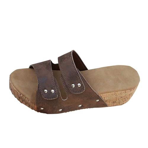 Damen Hausschuhe Sommer Damen Dicker Keil Fischmaul Sandalen Slipper für Frauen Winter, braun, 39.5 EU Damen Hausschuhe Sommer Damen Dicker Keil Fischmaul Sandalen Slipper für Frauen Winter, braun, 39.5 EU von Generisch