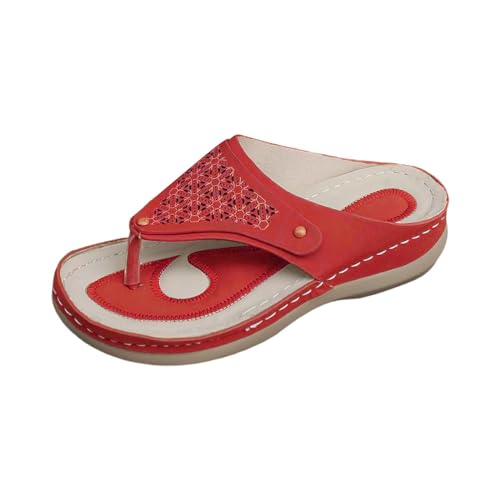 Damen-Hausschuhe mit abgeschrägtem Absatz, Zehenschutz, hohl, lässige Hausschuhe, abgeschrägte Unterseite, Schuhe, Sandalen, Slides, rot, 40 EU Damen-Hausschuhe mit abgeschrägtem Absatz, Zehenschutz, hohl, lässige Hausschuhe, abgeschrägte Unterseite, Schuhe, Sandalen, Slides, rot, 40 EU von Generisch