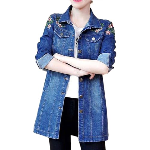 Damen Jeansjacke Lang Oversize, Trenchcoat Lang Winter Revers Jeans Mantel Parka Jacke Mit Tasten Elegant Denim Winter Jeansmantel Baumwolle Übergangsjacke Slim Fit Winterjacke Übergangsmantel Damen Jeansjacke Lang Oversize, Trenchcoat Lang Winter Revers Jeans Mantel Parka Jacke Mit Tasten Elegant Denim Winter Jeansmantel Baumwolle Übergangsjacke Slim Fit Winterjacke Übergangsmantel von Generisch