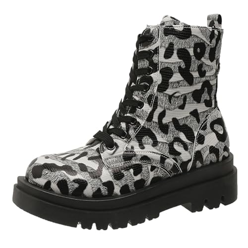 Damen Klassische Stiefeletten Gummistiefel Knöchelschuhe Reitstiefelette aus Kunstleder Hig Top Dicke Niedrige Ferse von Generisch