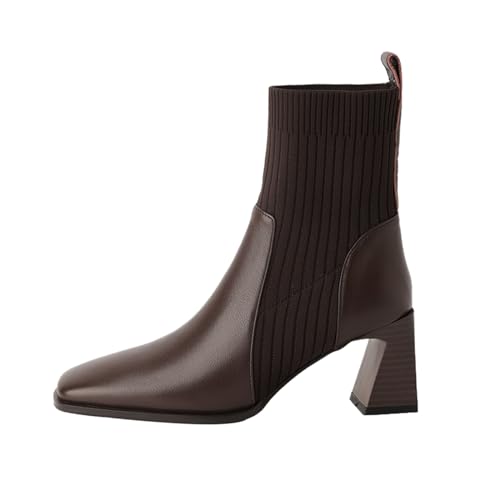 Damen Klassische Stiefeletten Niederung Stiefel Comfort Knöchel Schuhe Lederstiefel Schlank Hochwertige Gummisohle Pumps Schuhe von Generisch