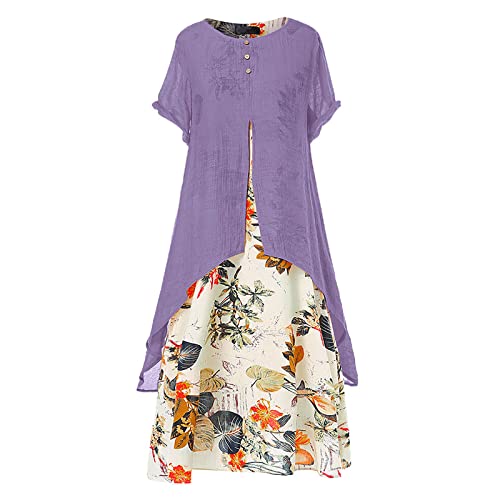 Damen Kleider Sommer Elegant Blumen Sommerkleider Damen Sommer Lang Doppellagig Blumenkleid A Linie Sommerkleid Damen Leicht Und Luftig Maxikleider Geblümt Kleid Frauen Rundhals Lässig Damen Kleider Sommer Elegant Blumen Sommerkleider Damen Sommer Lang Doppellagig Blumenkleid A Linie Sommerkleid Damen Leicht Und Luftig Maxikleider Geblümt Kleid Frauen Rundhals Lässig von Generisch