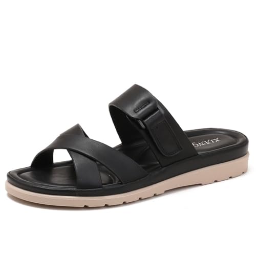 Damen Komfort Dicke Sohle Keilsandalen Mode Schnalle Riemen rutschfest Sommer Casual Strand Walking Schuhe, Schwarz , 37EU Damen Komfort Dicke Sohle Keilsandalen Mode Schnalle Riemen rutschfest Sommer Casual Strand Walking Schuhe, Schwarz , 37EU von Generisch