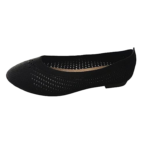 Damen Komfort Weich Sohle Ballerinas Pumps Schuhe Runde Zehe Espadrilles mit Plateau Casual Segeltuch Loafers Atmungsaktiv Lace Flache Schuhe Angenehme Sandalen Runde Zehe Strick Kleid Schuhe von Generisch