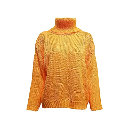 Damen Langarm Rollkragen Strickpullover LäSsige Lose Pullover Pullover Tops Tunika T-Shirt Tops (L,Gelb) von Generisch