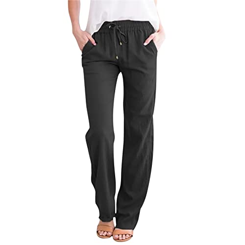 Damen Leinenhose Sommer Casual Baumwolle Leinen Stoffhose Einfarbig Hose Stretch Leicht Freizeithose Straight Leg Hose Taschen Geschäftlich Passende Weiche Hosen Damen Leinenhose Sommer Casual Baumwolle Leinen Stoffhose Einfarbig Hose Stretch Leicht Freizeithose Straight Leg Hose Taschen Geschäftlich Passende Weiche Hosen von Generisch