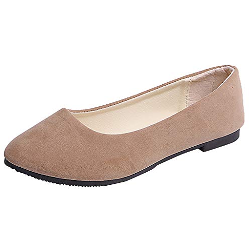 Damen Mädchen Solid Big Size Slip On Flach Flach Komfort Casual Single Schuhe Hohe Schuhe, khaki, 37.5 EU von Generisch